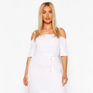 Plus Cold Shoulder Tie Belt Maxi Dress